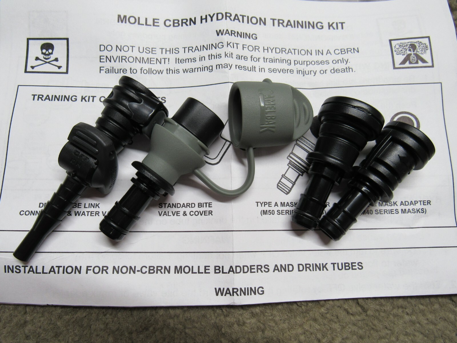 Camelbak Hydrolink Hydration Conversion Kit Bite Valve Foliage W/ Mask adapters