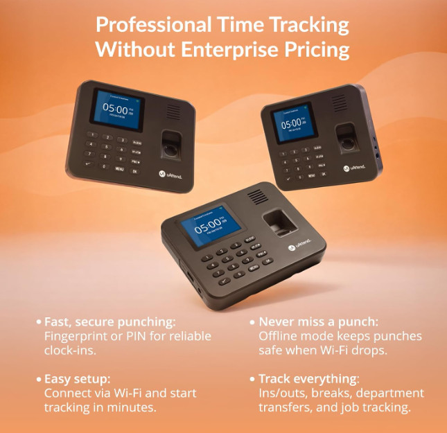 uAttend RE2000 Biometric Timeclock - New In Box