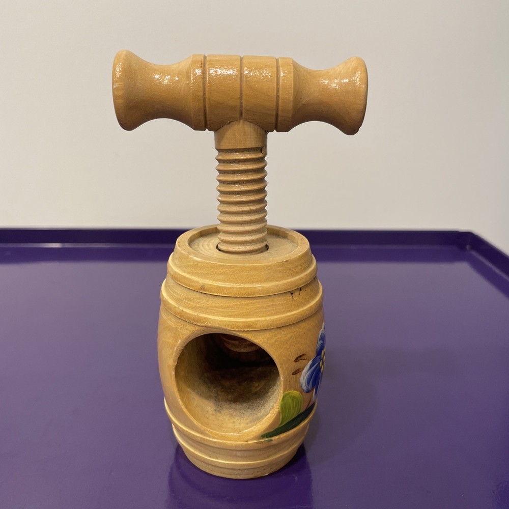 Wooden Nut Cracker Mini Barrel - Hand Painted