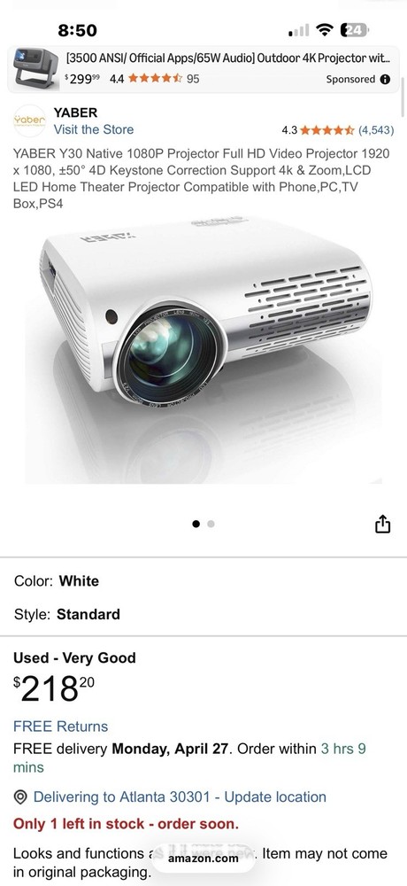 Yaber Y30 Native Projector 1080p