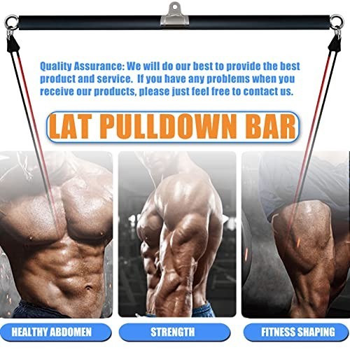 Non-Detachable LAT Pull Down Bar Cable Attachment for Gym - Weightlifting, Resis