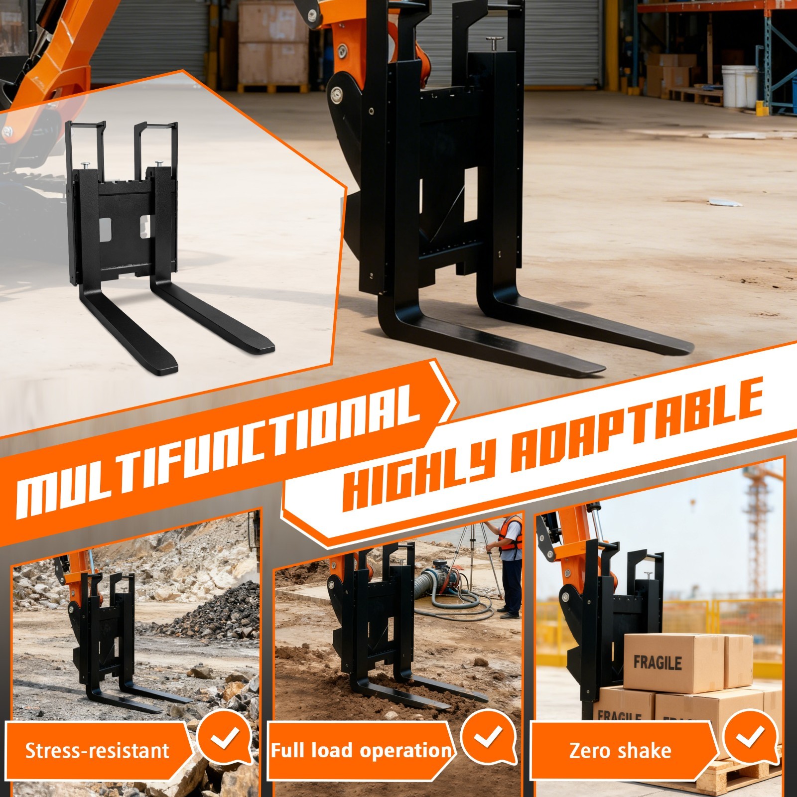 Pallet Fork for 1-2T Mini Excavator, 2025 Model Free Shipping USA