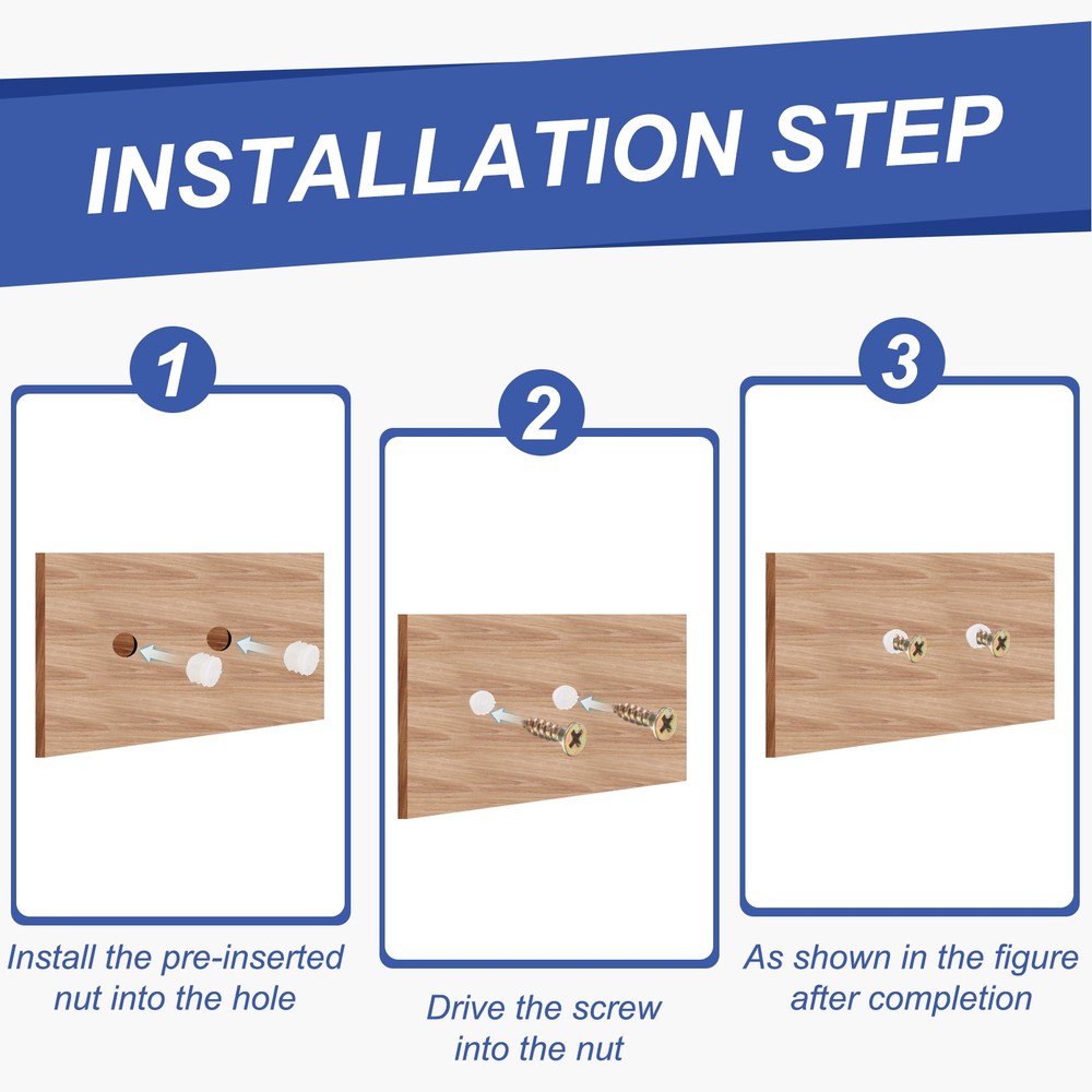 100Pcs M4 x 10mm Plastic Hinge Dowel Inserts with Threaded with Screws White