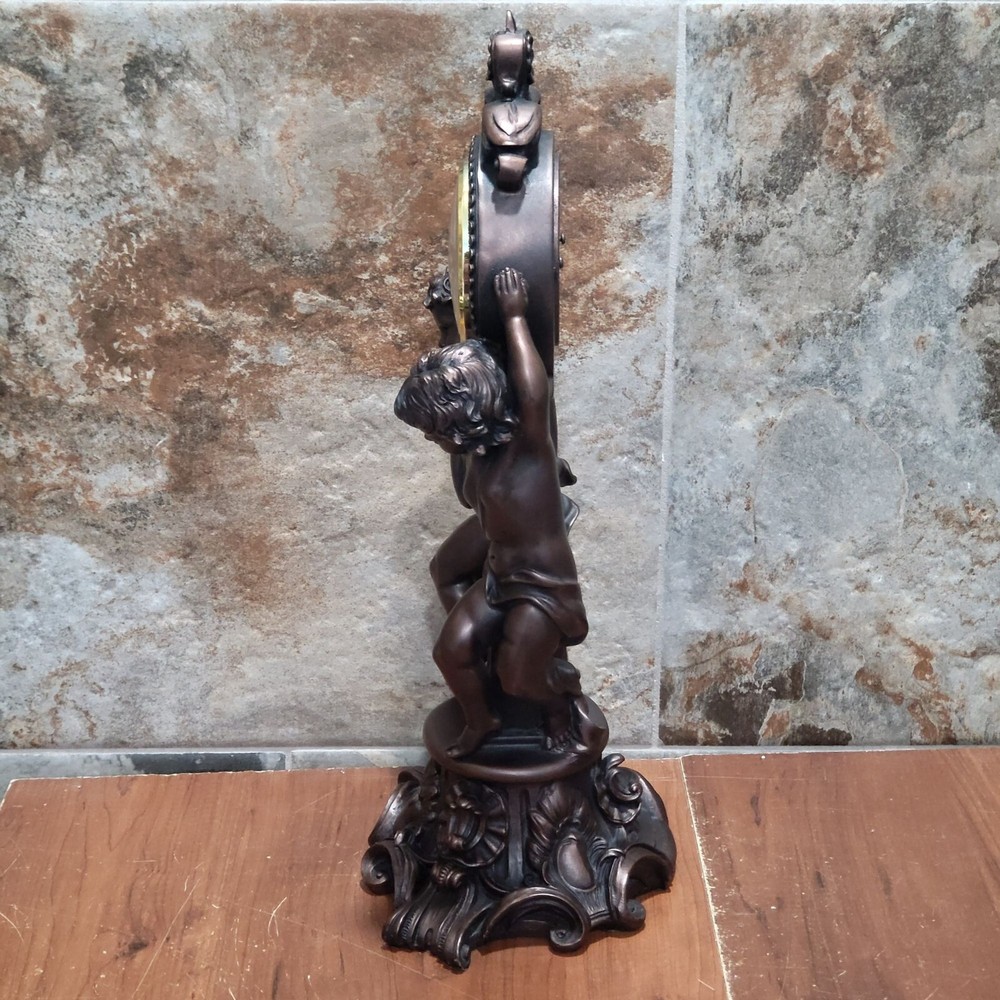 Vintage Bronze Decorative Cherub Clock Home Decor