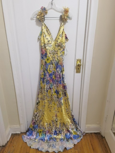 NWT CAMILLA Embellished floral ruffled silk satin maxi dress