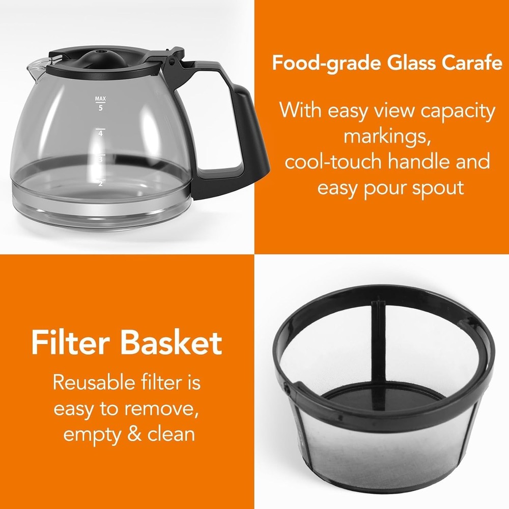Compact 5-Cup Programmable Drip Coffee Maker — the essential coffee machine w...