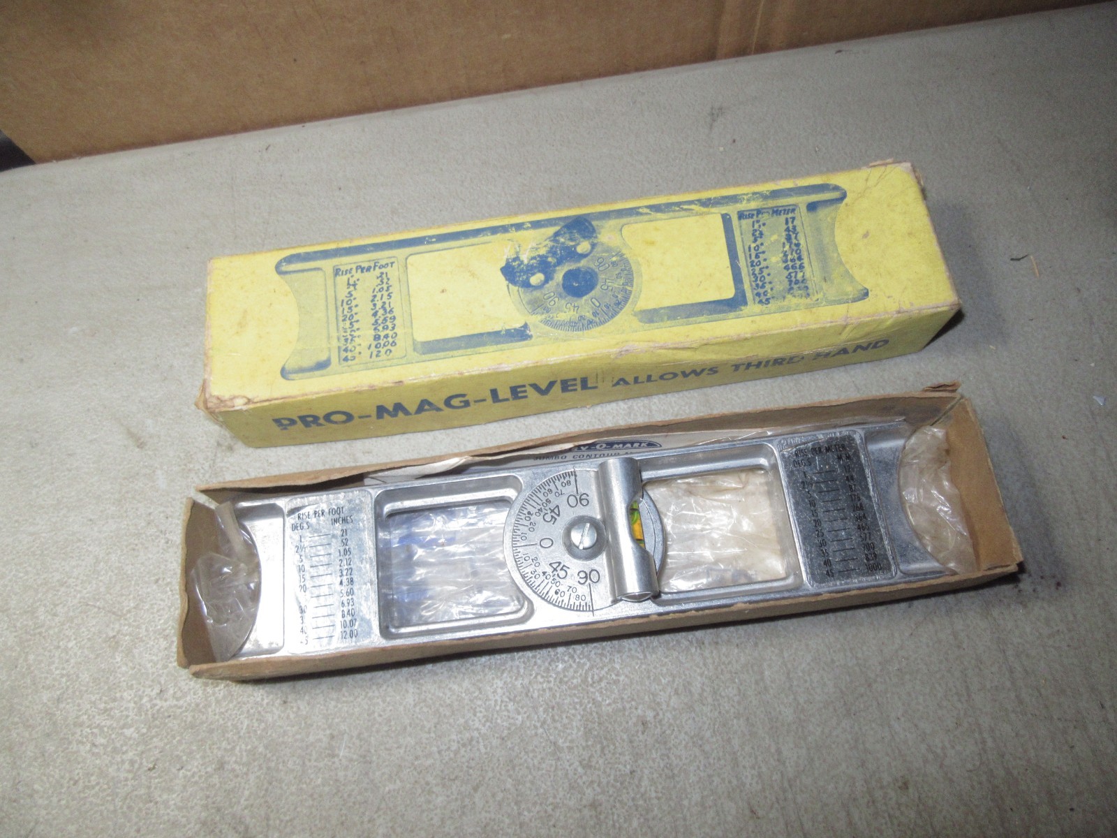 Vintage Pro-Mag- Level CURV-O-MARK Magnetic Inclinometer  w/box barely used look