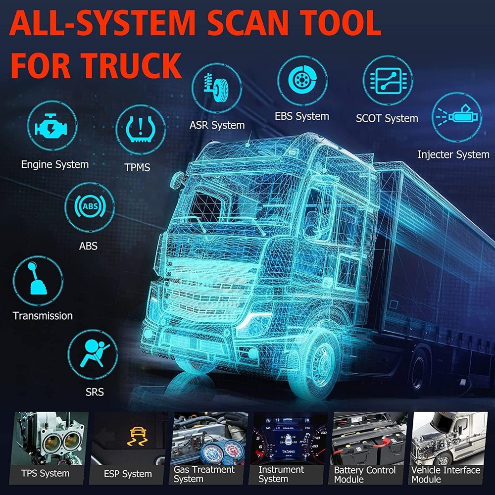 ANCEL HD601 Heavy Duty Truck Scanner Diagnostic Tool Code Reader DPF Regen ABS