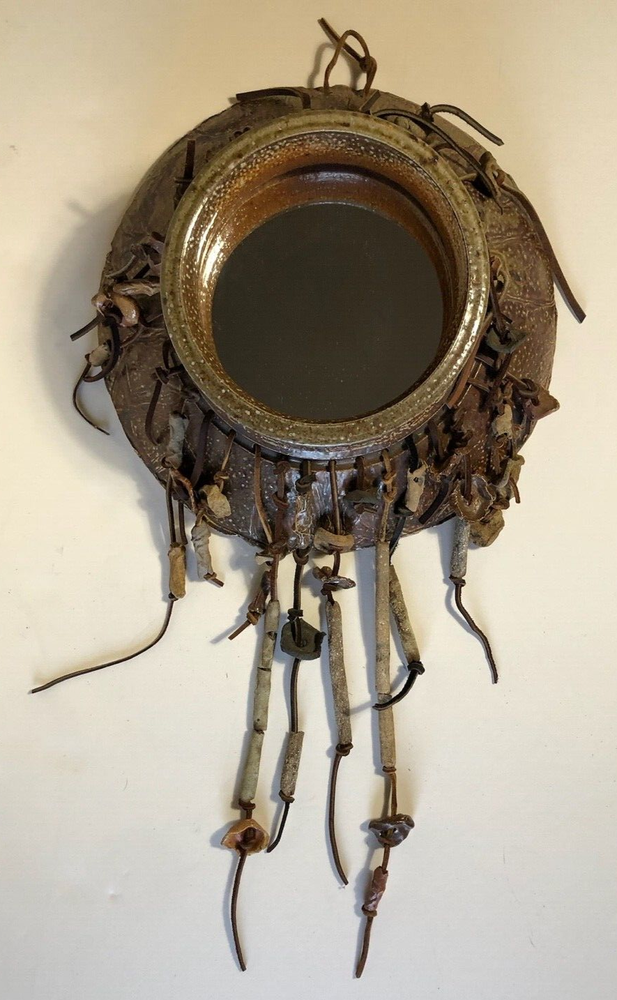 Decorative Pottery Wall Mirror -- Unbranded