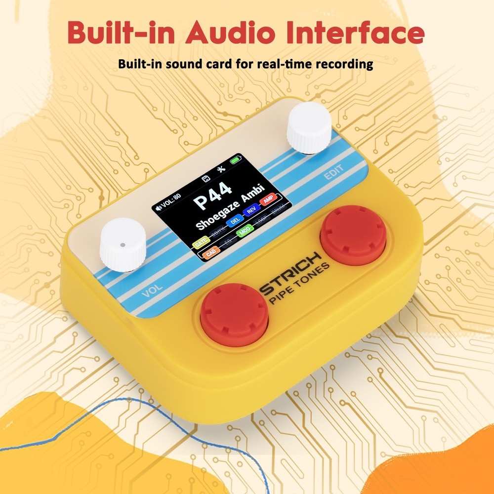 STRICH Pipe Tones Pocket Multi-Effects Processor with Foot Pedal (Orange)