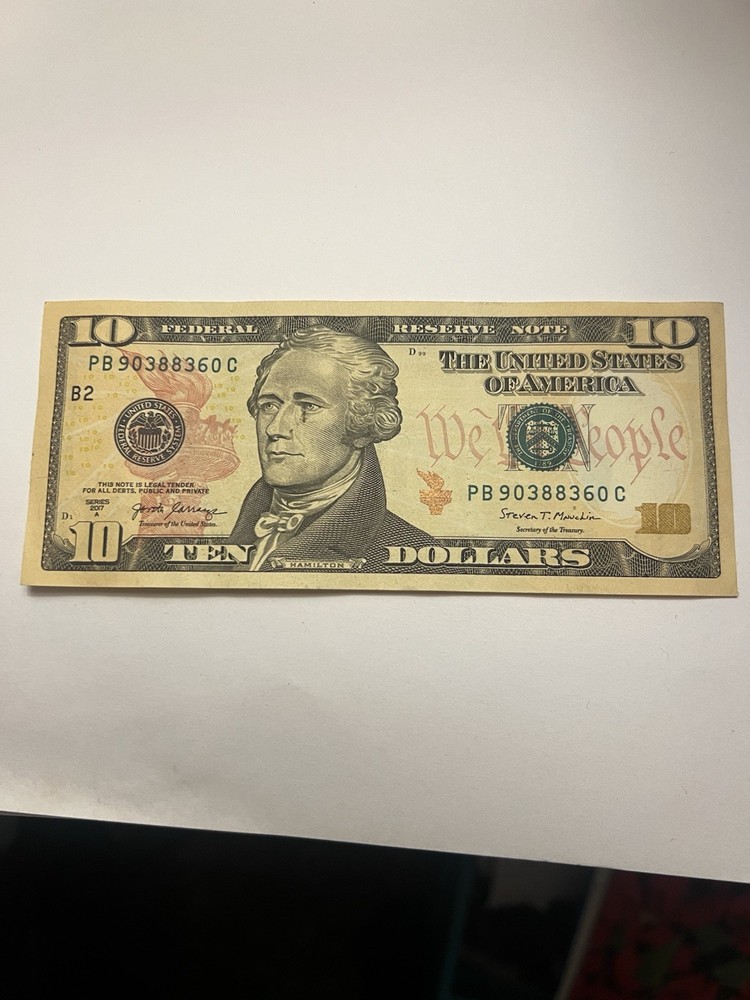 2017 A $10 Federal Reserve Note Ink Smear ERROR￼