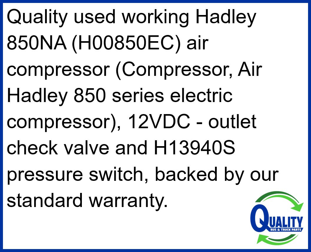 H0085ONA, Hadley 850 Series Air Compressor, 3864557C91, 908.35033