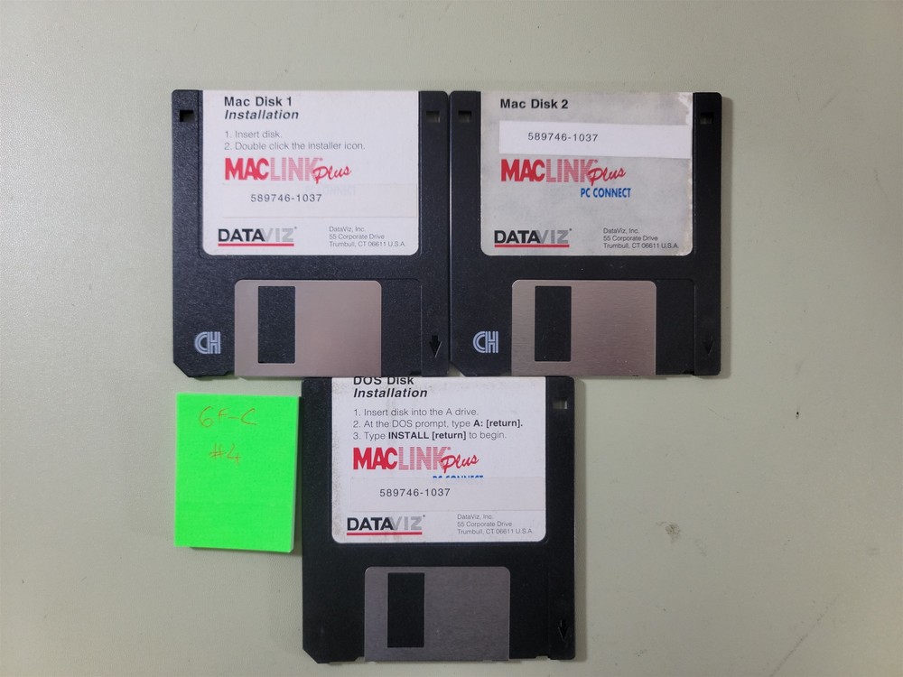 DataViz - Mac Link Plus Install Disks (x2) + Dos Disk Installation