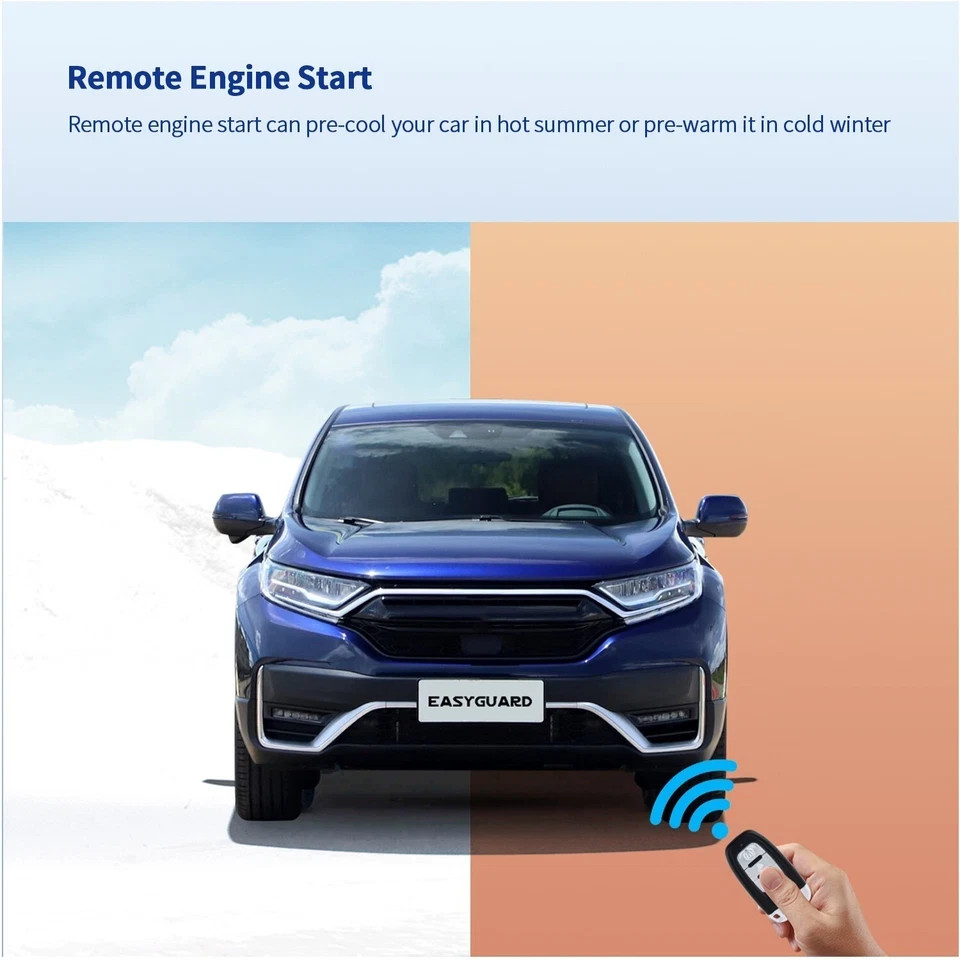 Smart pke keyless go car alarm system remote starter push start button auto lock