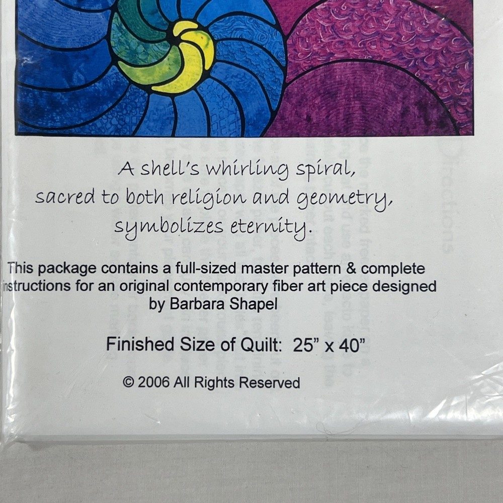 Nautilus A Contemporary Applique Pattern Full Size Pattern Instructions 25'X40"