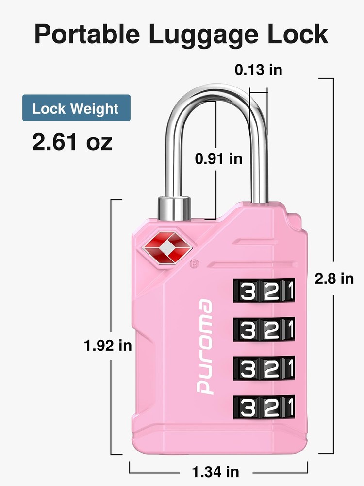 TSA Approved Luggage Locks, 2 Pack 4 Digit Resettable Travel Combination Code...