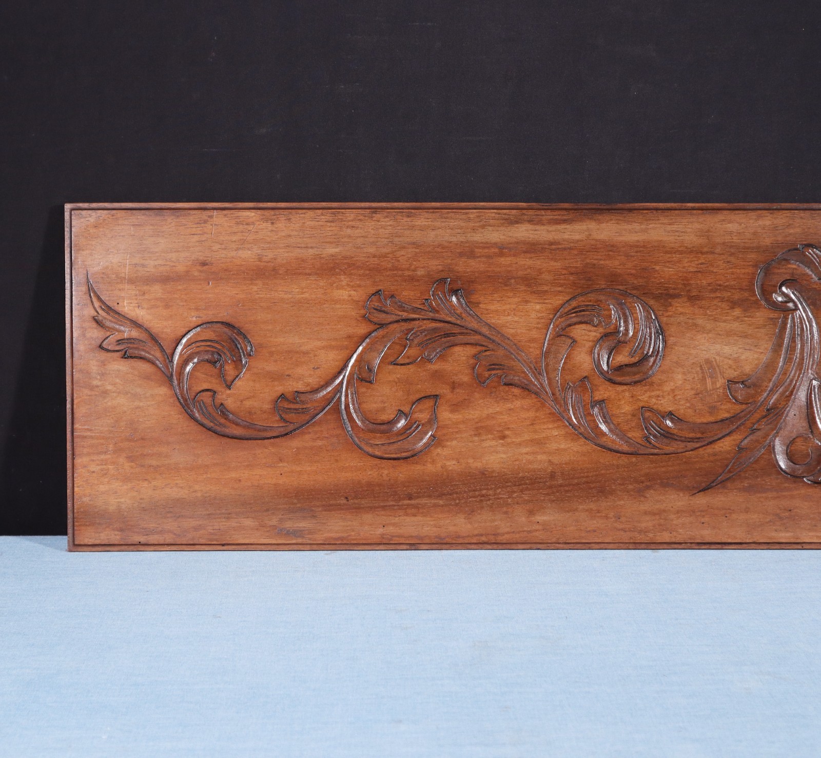 45" Wide Antique French Solid Walnut Wood Panel/Crest Pediment w/Carvings