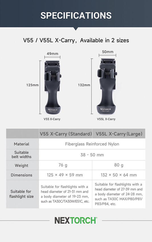 New Nextorch V55L Flashlight Holster V55L