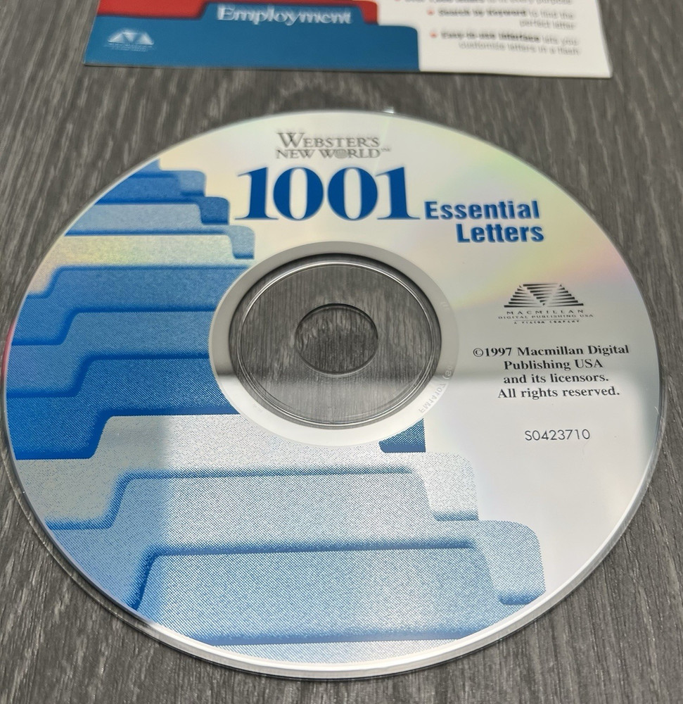 Webster's New World 1001 Essential Letters for Windows 95 MISSING CASE