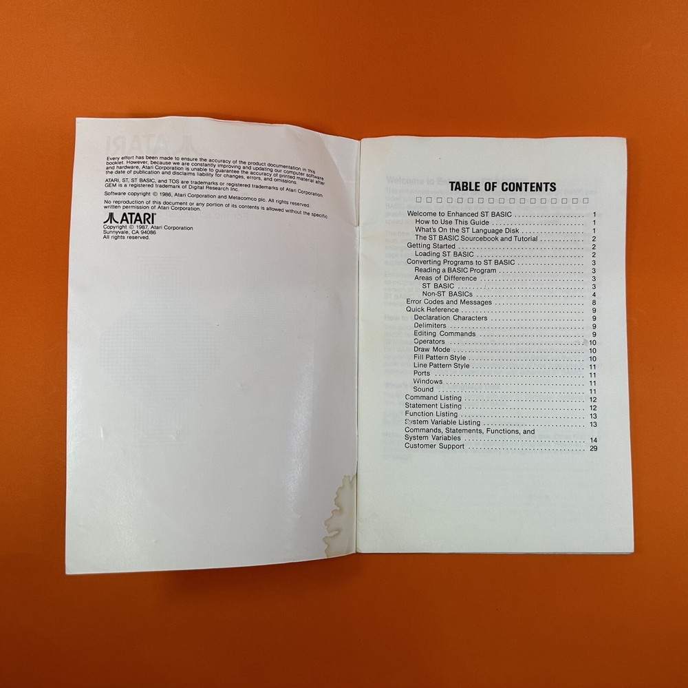 Atari ST Manuals Bundle - SC 1224 Monitor, ST Basic Quick Reference, 1st Word