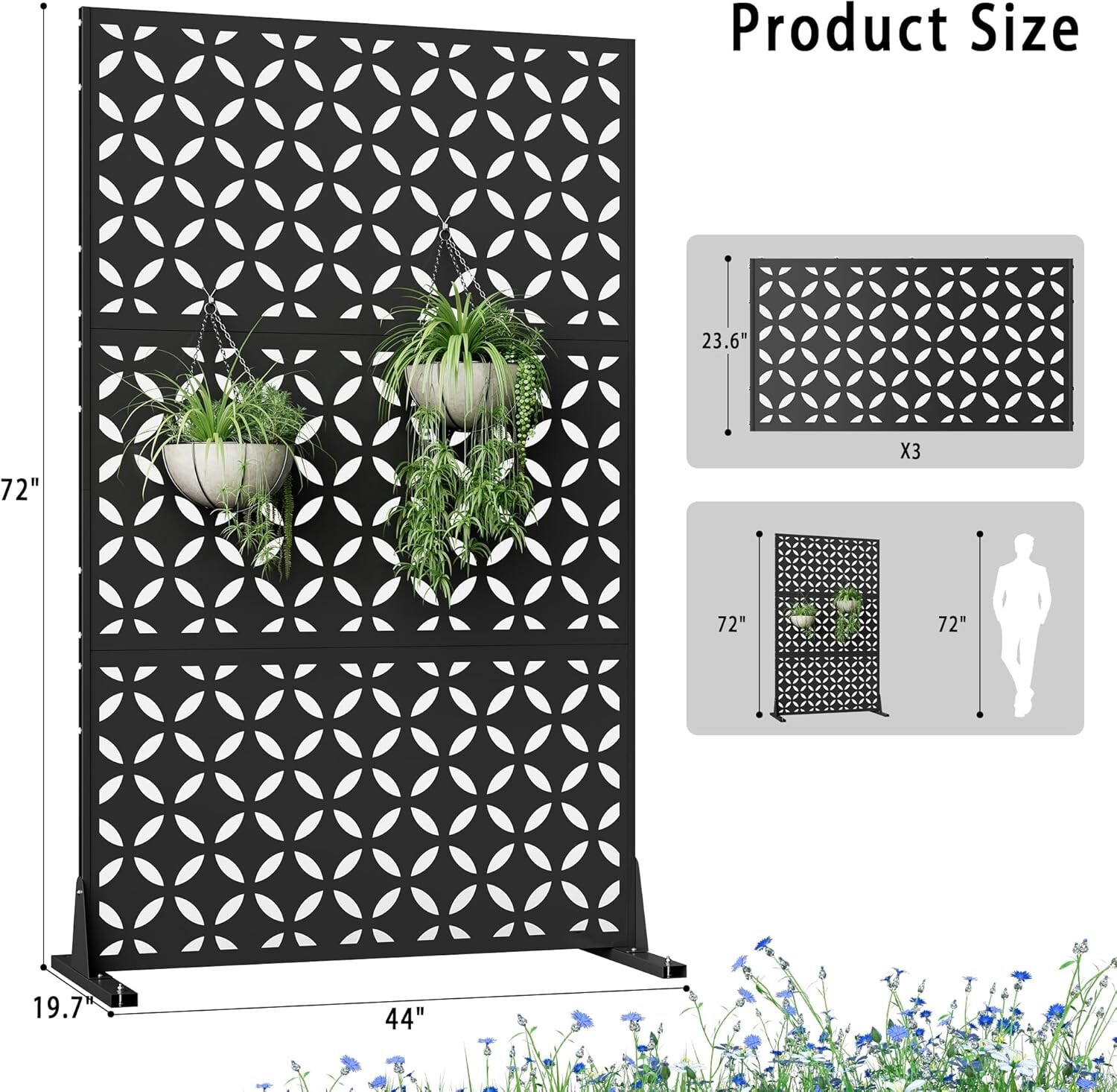 Elegro Metal Privacy Screen Four-leaf clover Decorative For Outside Deck Balcony