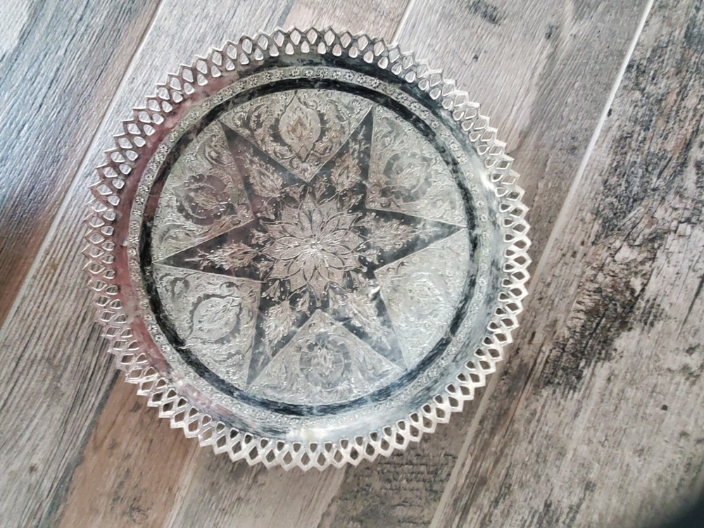 Persian antique silver plate.