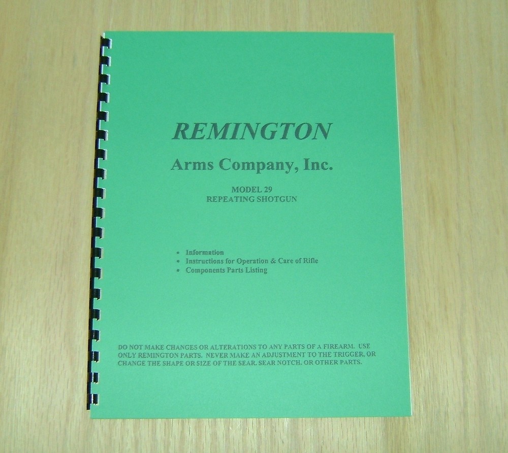Remington Model 29 Shotgun Manual - 8 Pages - #84
