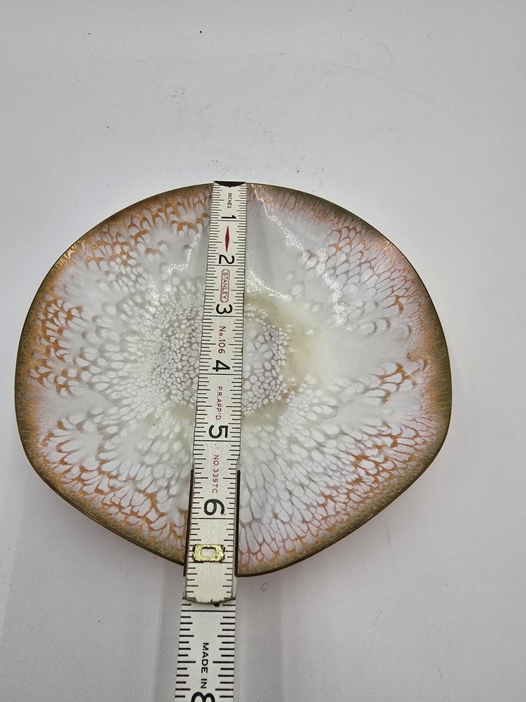 Enamel On Copper Dish 6 5/8” Wavy Signed