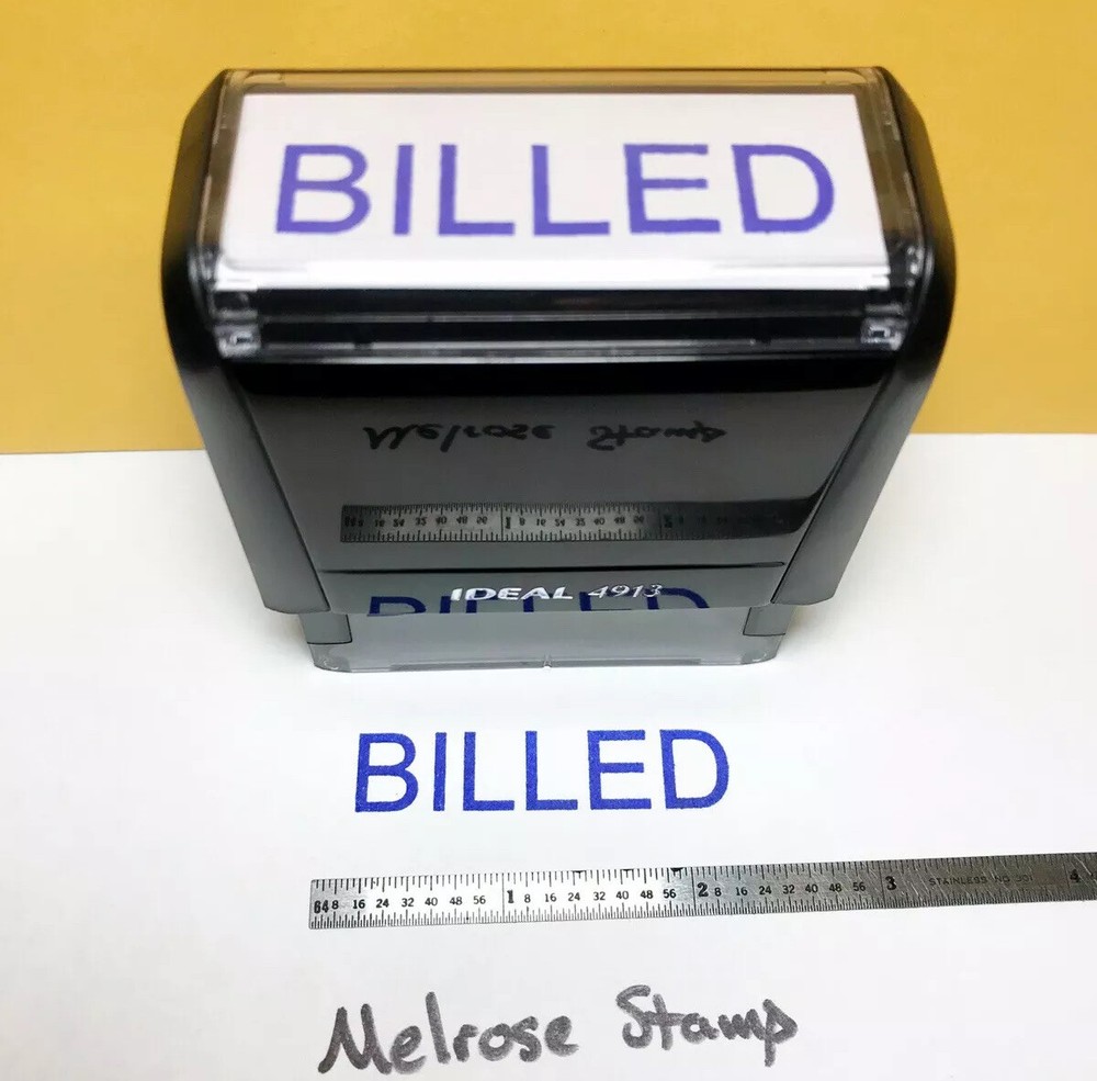 Billed Rubber Stamp Blue Ink Self Inking Ideal 4913