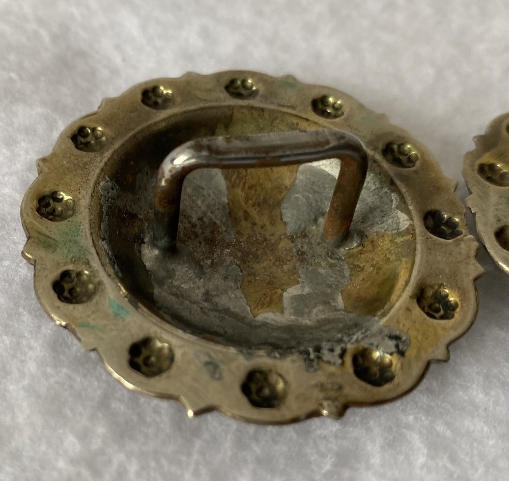 Pair BIG 2" Vintage Silver Loopback Bridle Rosettes Conchos~Visalia Pattern