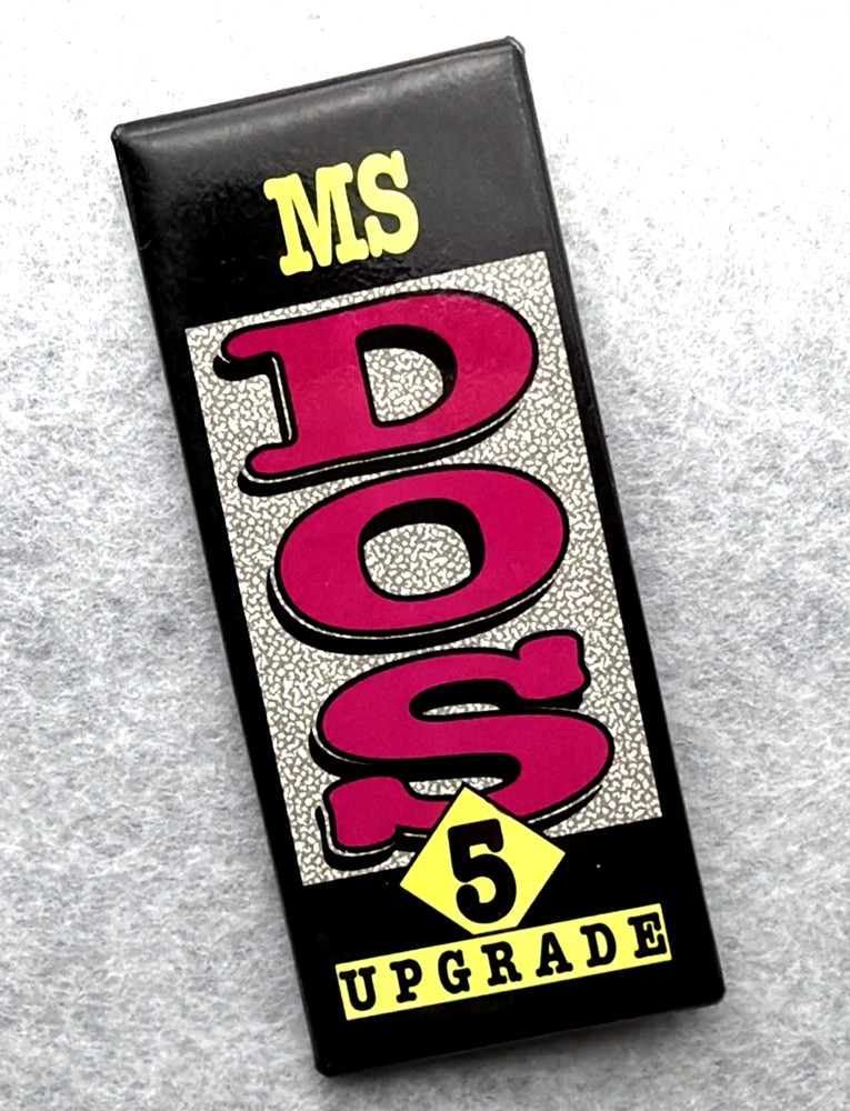 VTG MS-DOS 5 UPGRADE Pin Badge Microsoft Windows Tech Geek Computer Nerd Core