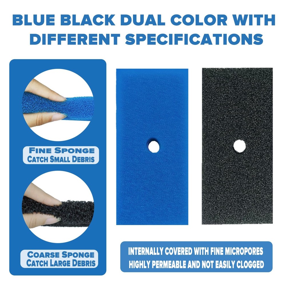 2 Sets Pond Replacement Filter Pads, Coarse and Fine Filter Pads Set for Pond...
