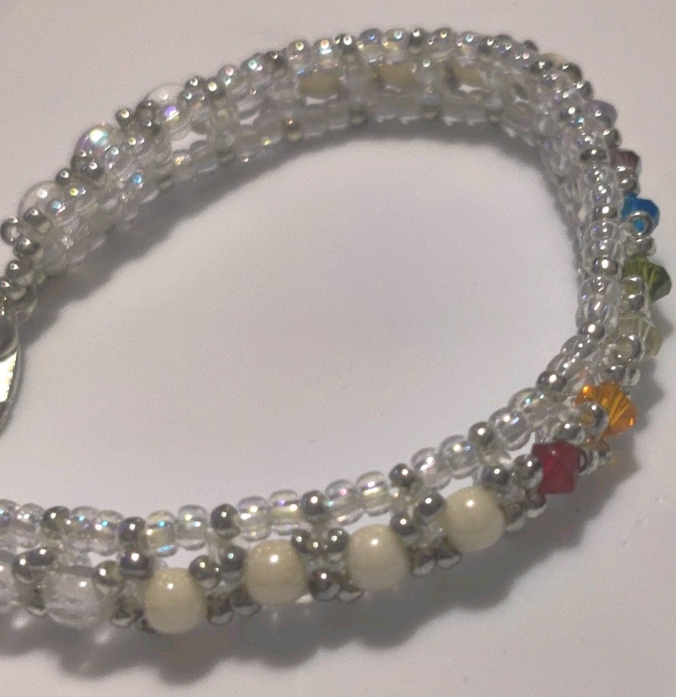 Handmade Beaded Chakra Bracelet, 4.5".