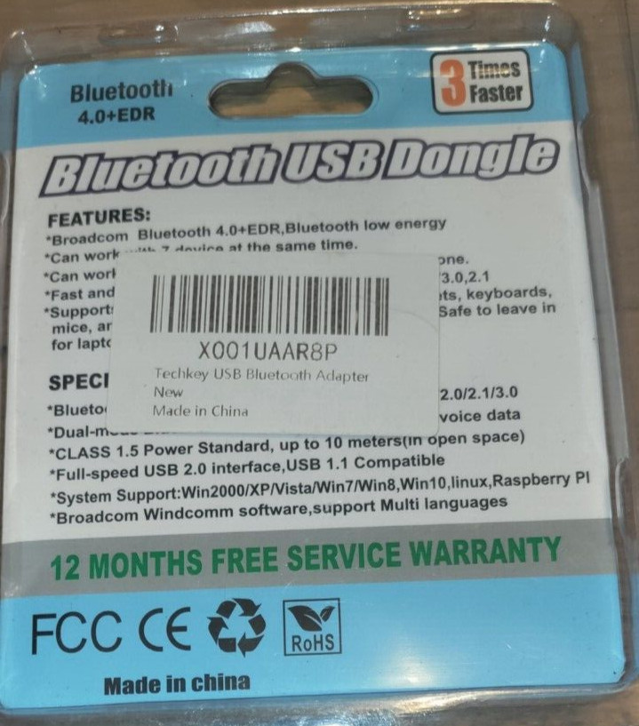 Lot of 3 Techkey Mini Size USB Bluetooth Adapter/Dongle. Bluetooth 4.0 EDR