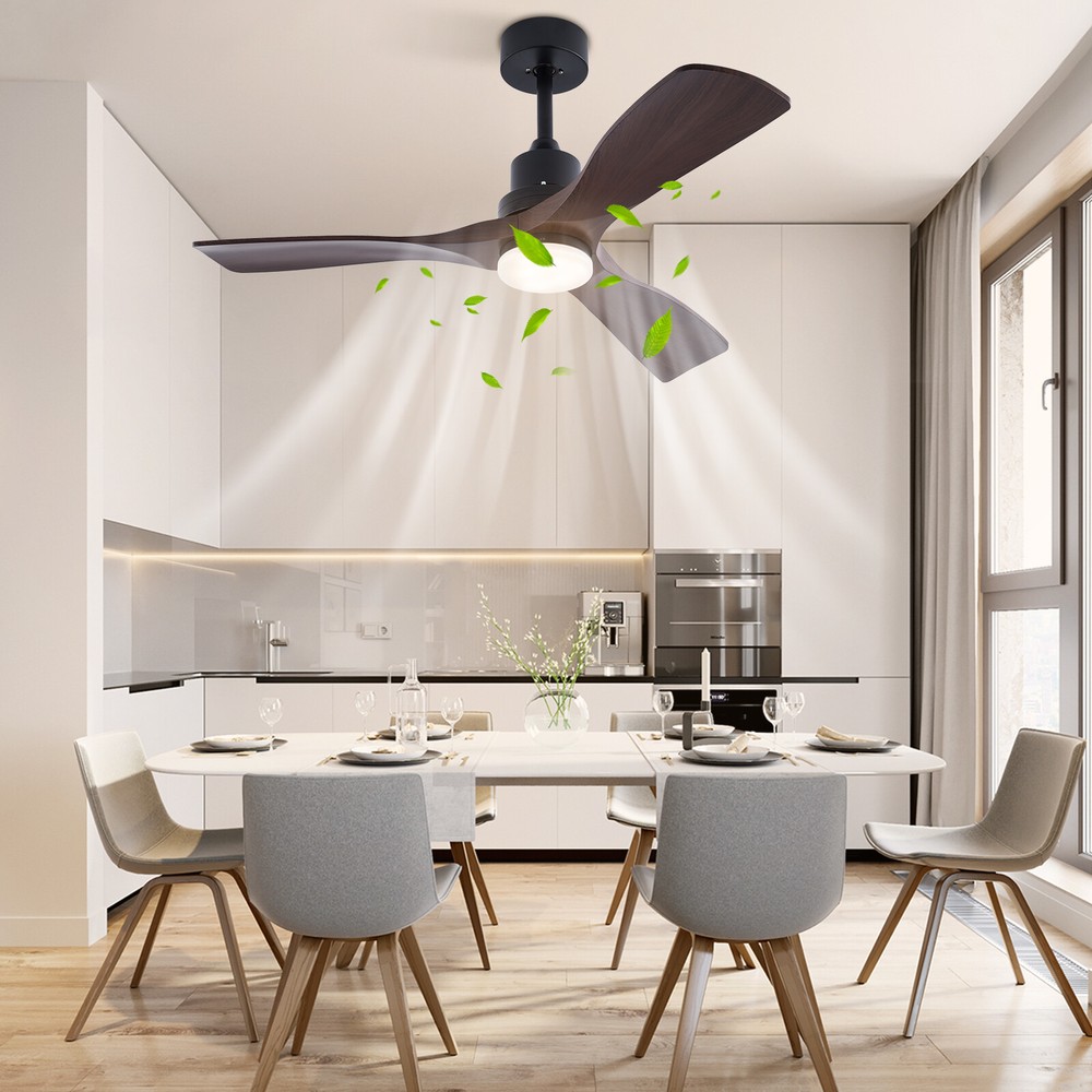 42" Flush Mount Indoor Ceiling Fan Light with Remote Control &  AAA Batteries