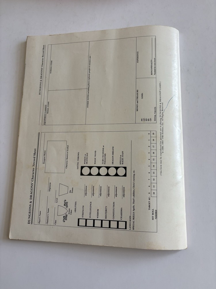 Dungeons and Dragons Basic Rules Set TSR 1983