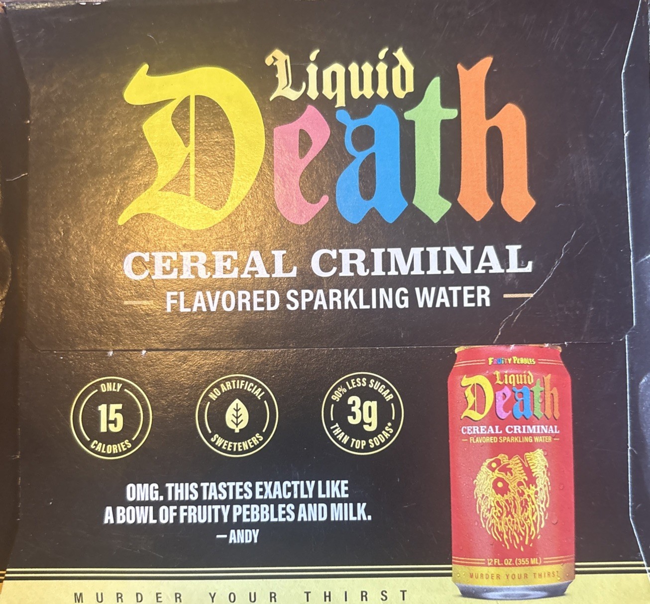 6 Pk Limited Edition Liquid Death CEREAL CRIMINAL Fruity Pebbles Sparkling Water