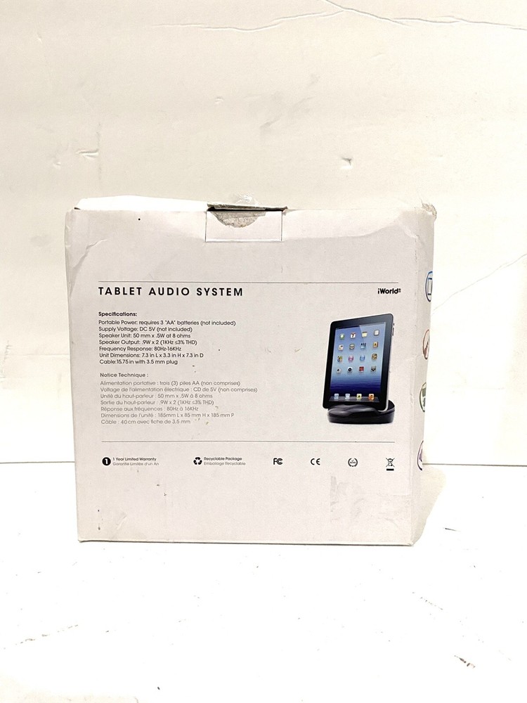 iWorld Tablet Audio System Holder iPad Kindle All Tablets Black Audio Electronic