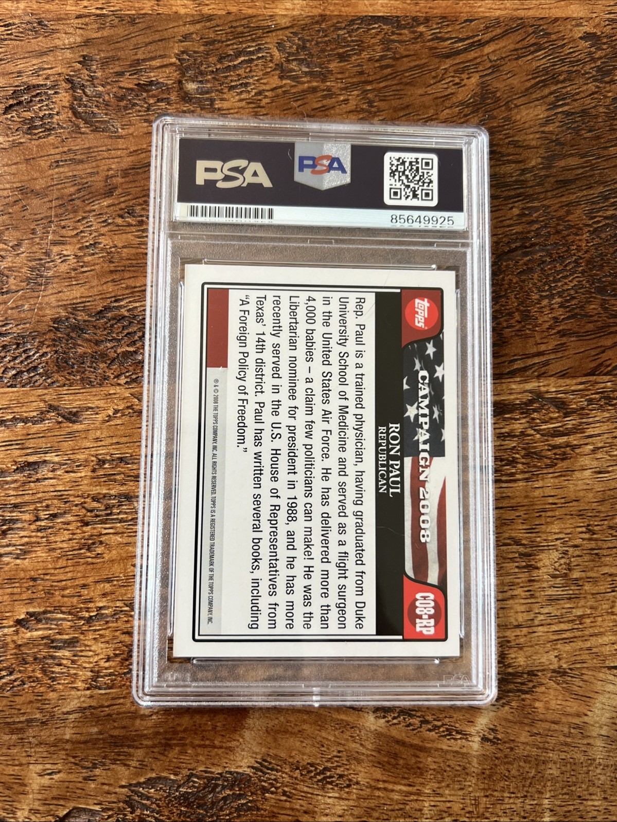 Ron Paul Signed Topps Campaign 2008 Card PSA DNA Coa Slab Autographed
