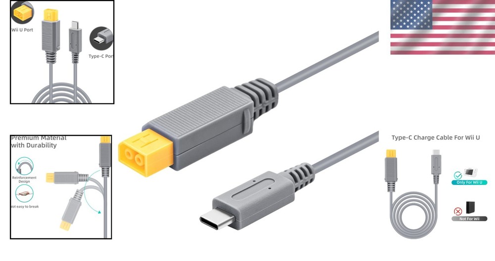 High-Quality Type-C Power Cable 6.5Ft for Wii U – Lightweight & Efficient