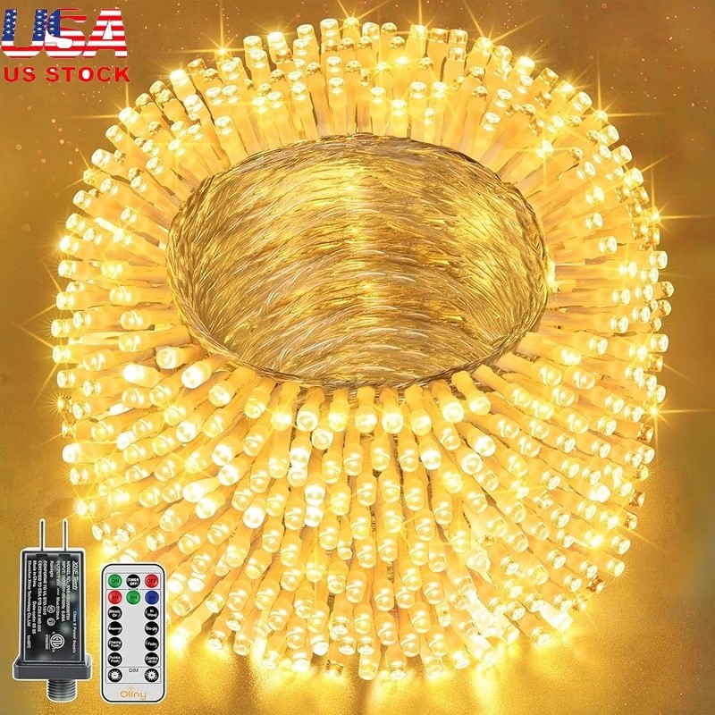Outdoor LED String Lights 328ft Dimmable Waterproof Timer 8 Lighting Modes New