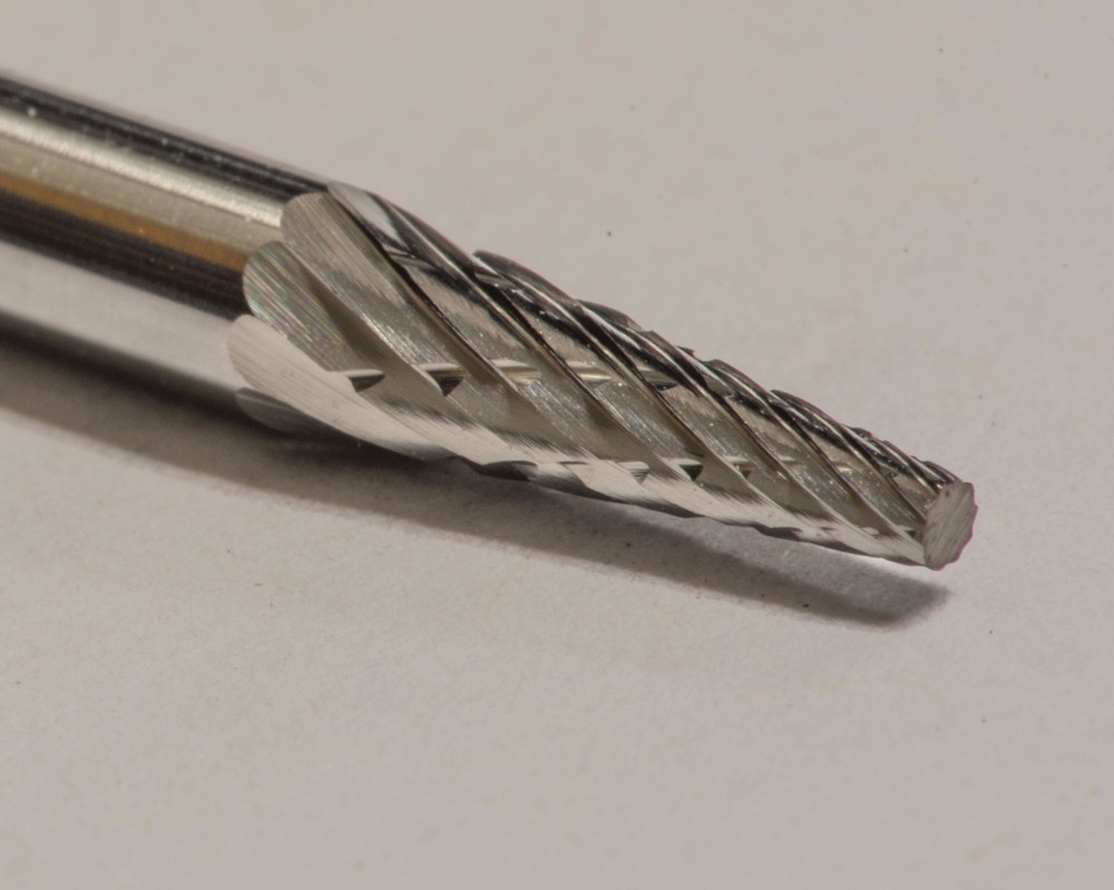 SM41D Cone Shape SOLID Carbide Burr Bur Cutting Tool Die Grinder Bit 1/8"