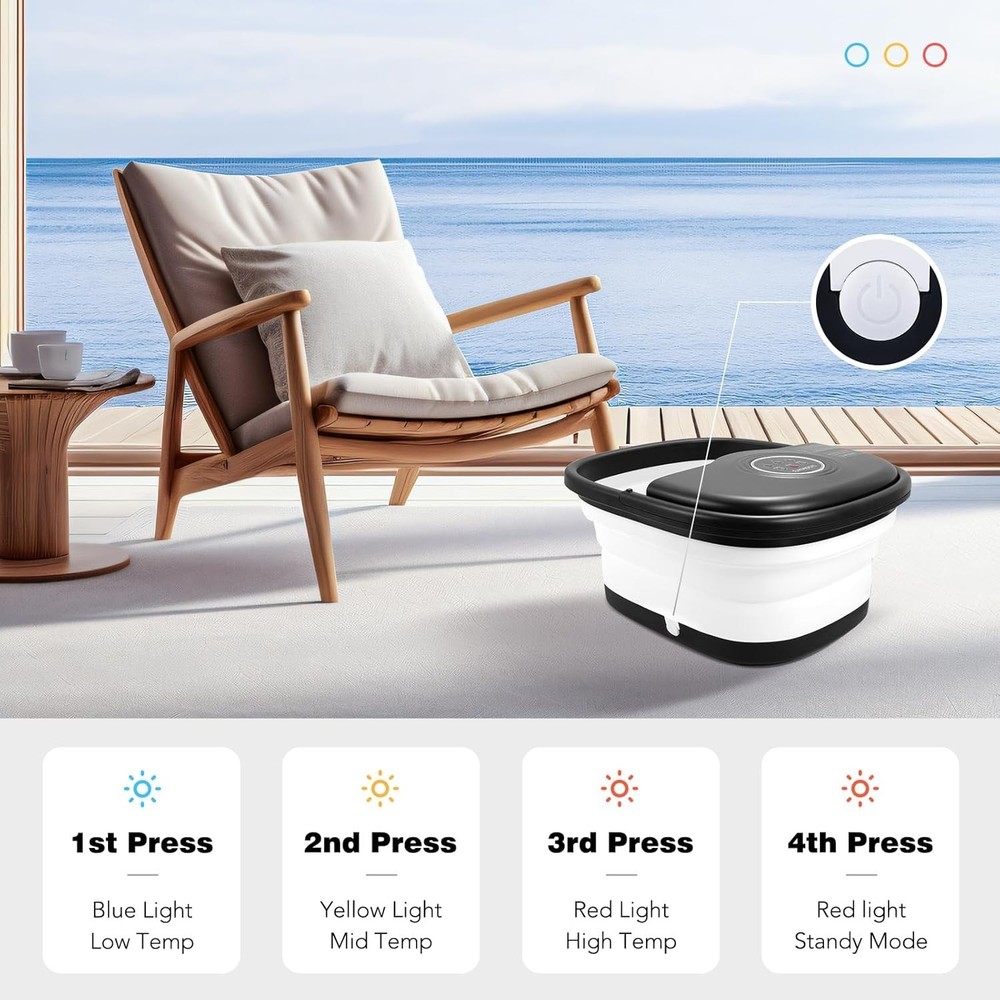 Collapsible Foot Spa Bath with Heat & 16 Rollers - Remote Control