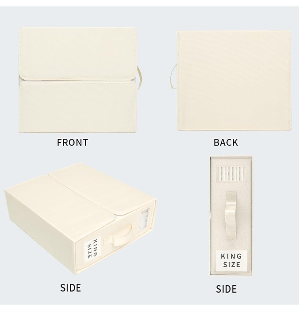 BettMorrow 6 Pack Bed Sheet Bedding Storage Boxes Beige Foldable Organizers