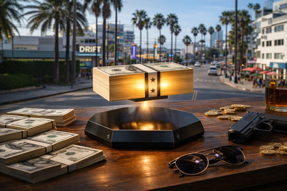 GTA Levitating Money Stack Lamp Magnetic Floating LED Desk Light 360° Spin