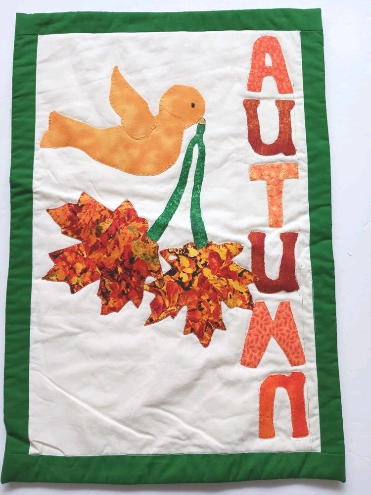 Charming Homemade Small Autumn Patchwork Quilt Wall Hanging