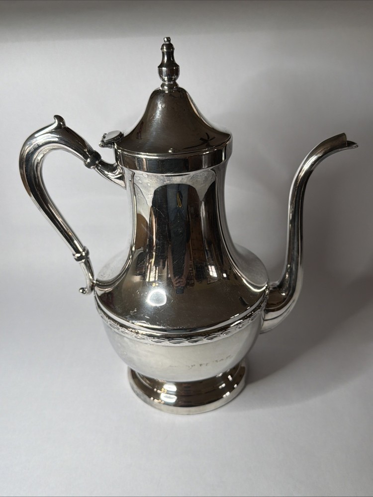 National Silver On Copper Teapot 11” Tall Hinged Lid - Numbered