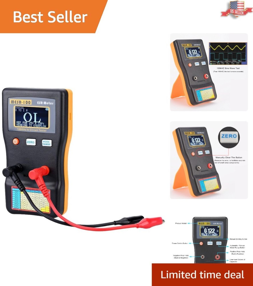Battery-Powered MESR-100 V2 ESR and Resistance Meter - Precision Testing Tool