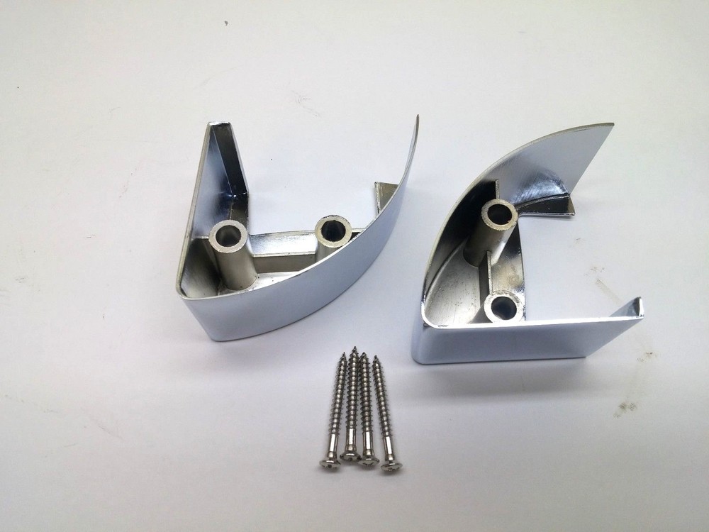 1961 61 Chevy Impala Door Panel Arm Rest Chrome Base Ends Caps Pair