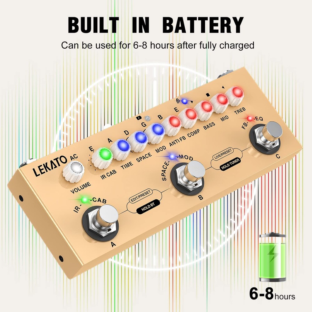 Multi Effects Pedal for Acoustic Guitar, with IR Loading 9 AMP Models, Acoust...
